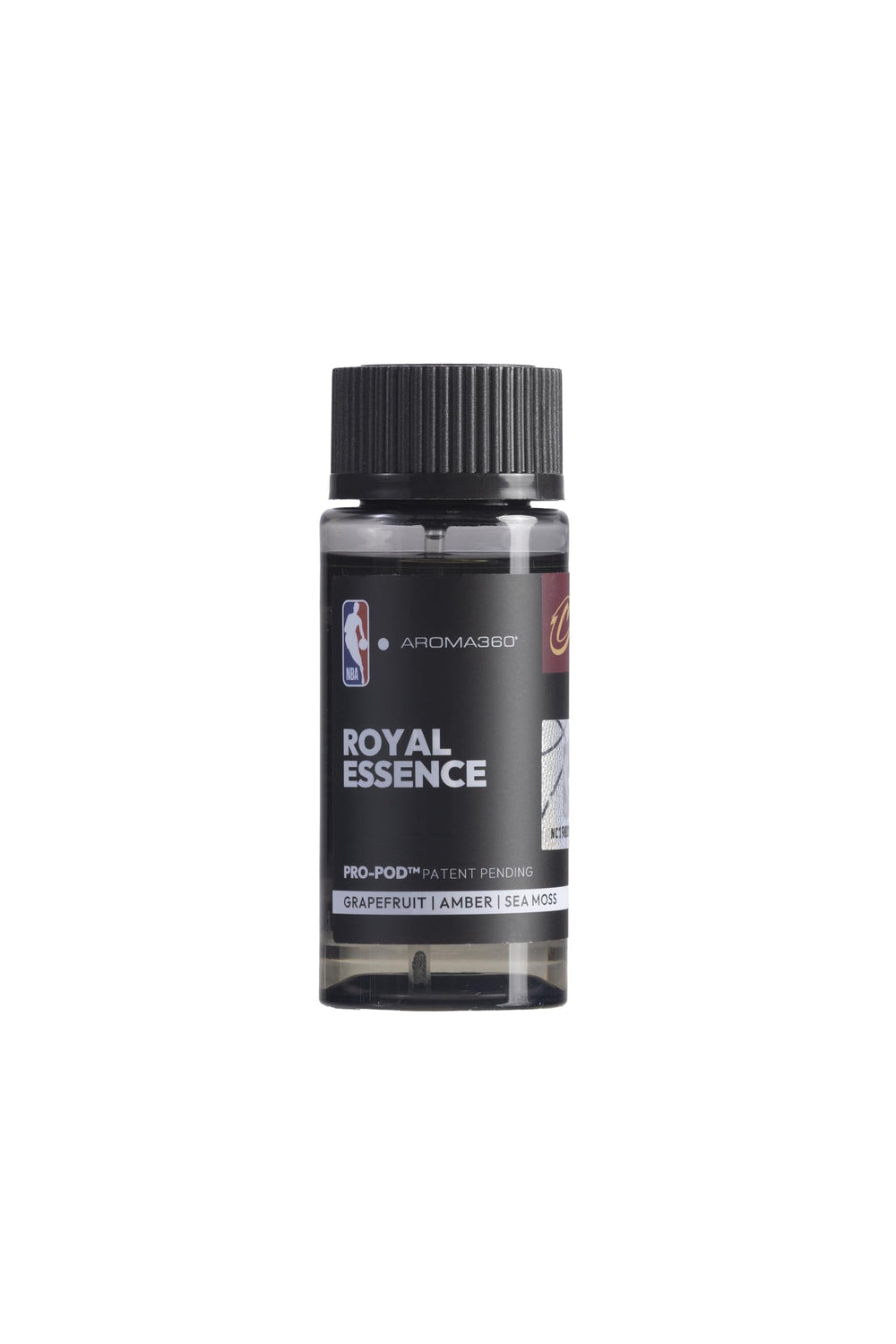 Aroma360 Royal Essence diffuser bottle, Cavaliers collab, elevates living spaces with luxury fragrance.