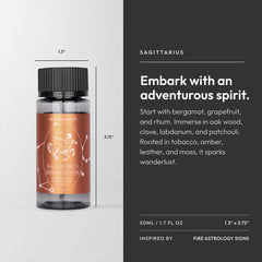 Aroma360 Sagittarius closeup bottle reveals premium essential oils
