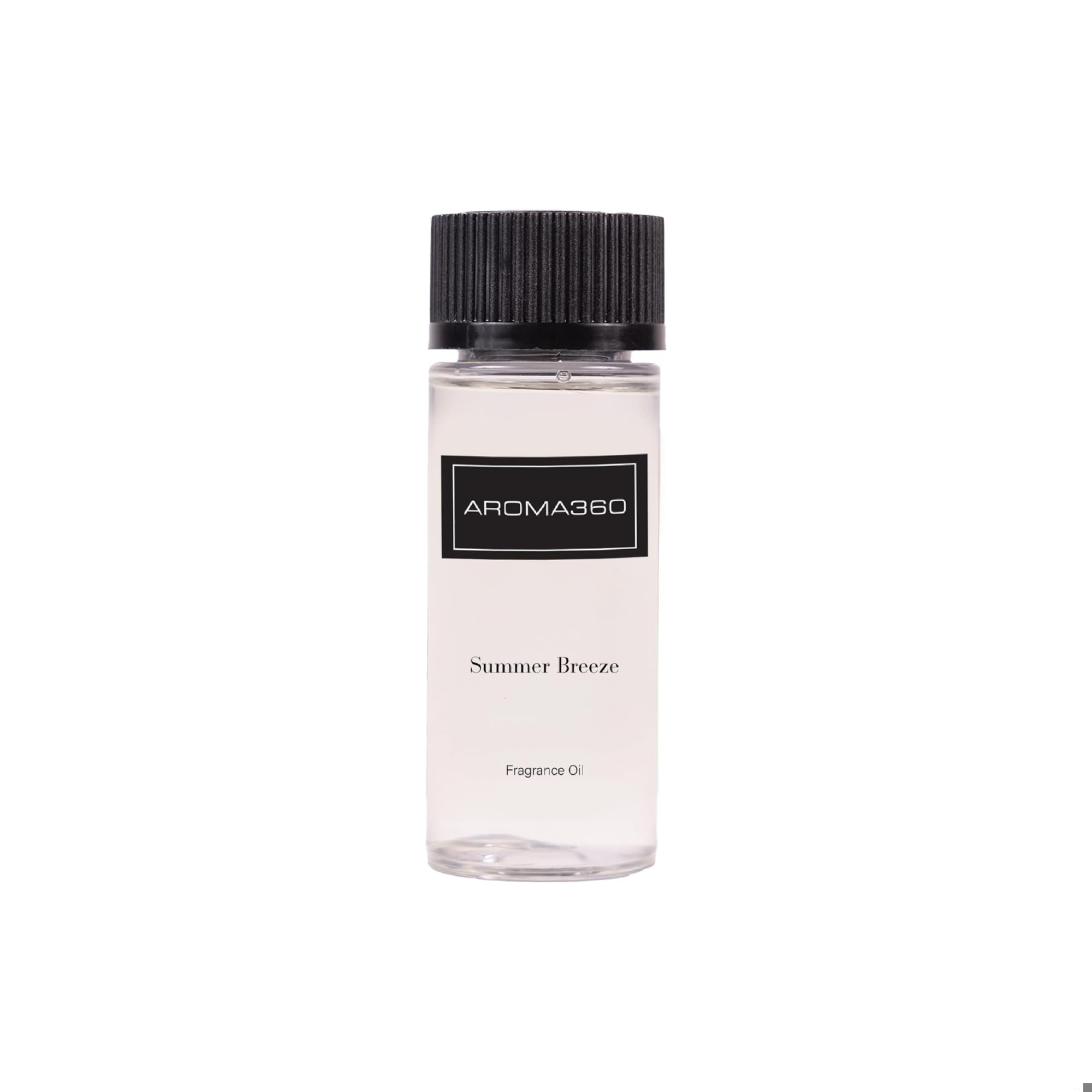 Aroma360 Summer Breeze bottle front, a premium diffuser oil for a luxurious home scent