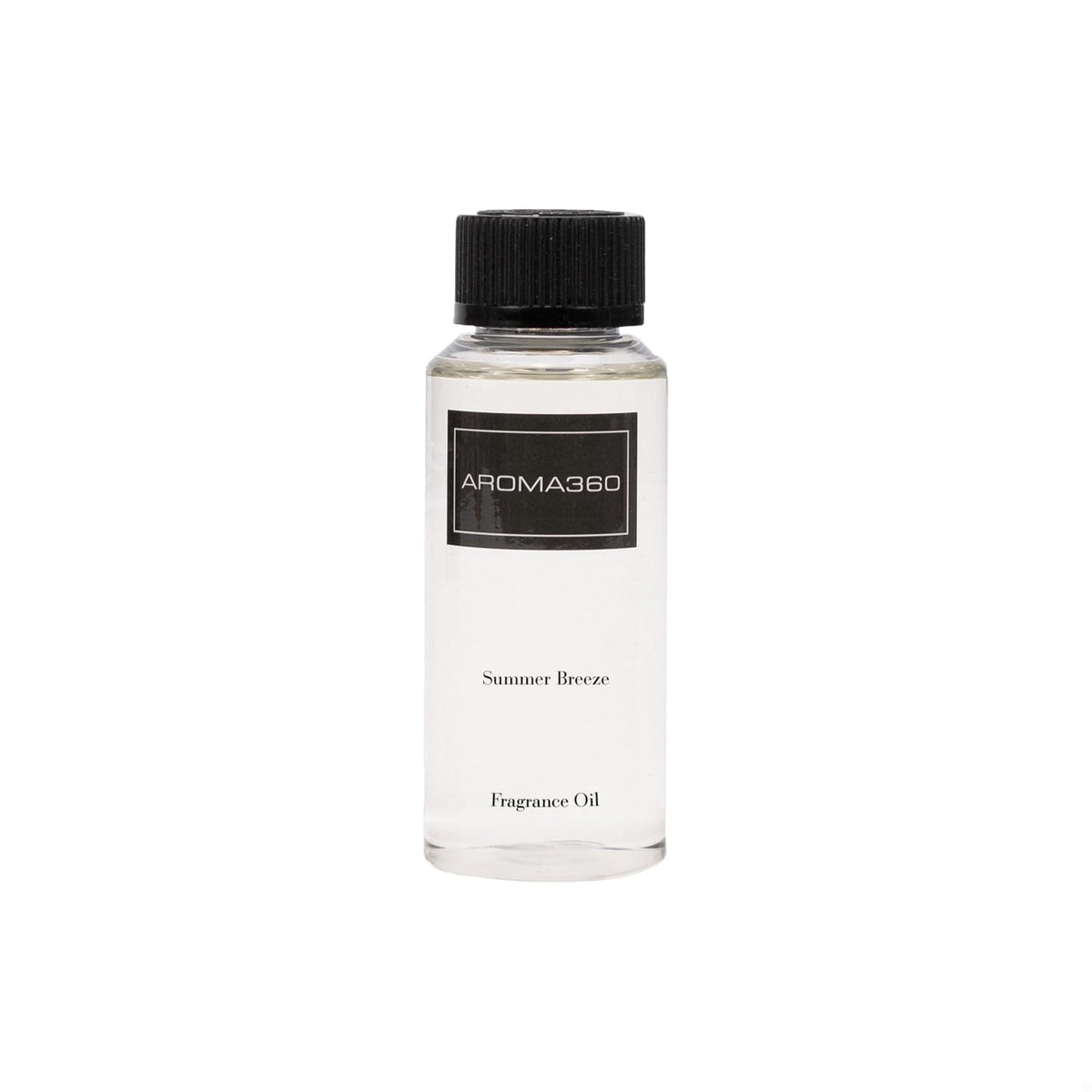 Aroma360 Summer Breeze bottle releasing luxurious fragrance in a living room.