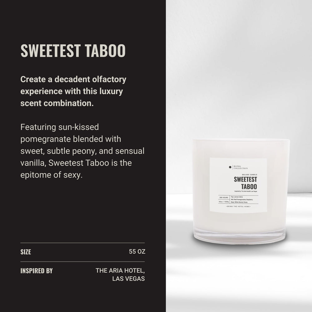 Aroma360 Sweetest Taboo Deluxe candle flame-lit for warm, inviting atmosphere
