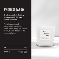 Aroma360 Sweetest Taboo Deluxe candle flame-lit for warm, inviting atmosphere