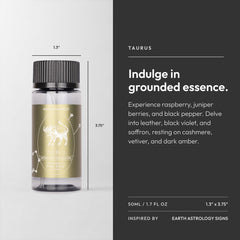 Aroma360 Taurus Pro-Pod oil blend label closeup emphasizes luxurious ingredients