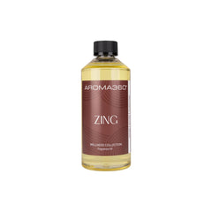Aroma360 Zing fragrance oil bottle for diffuser use, energizing spaces and uplifting moods.