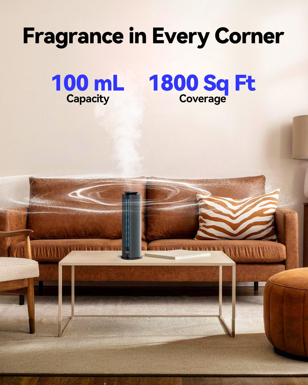 Aromadd covers up to 1,800 sq ft, filling large spaces with scent.