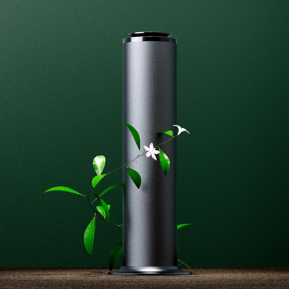 Aromadd diffuser in black and silver to fit upscale interiors.