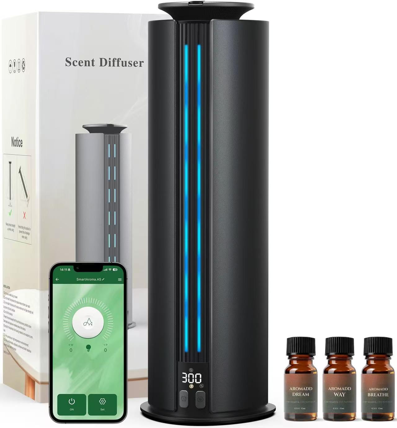 Aromadd cordless waterless diffuser in black for flexible scenting across spaces