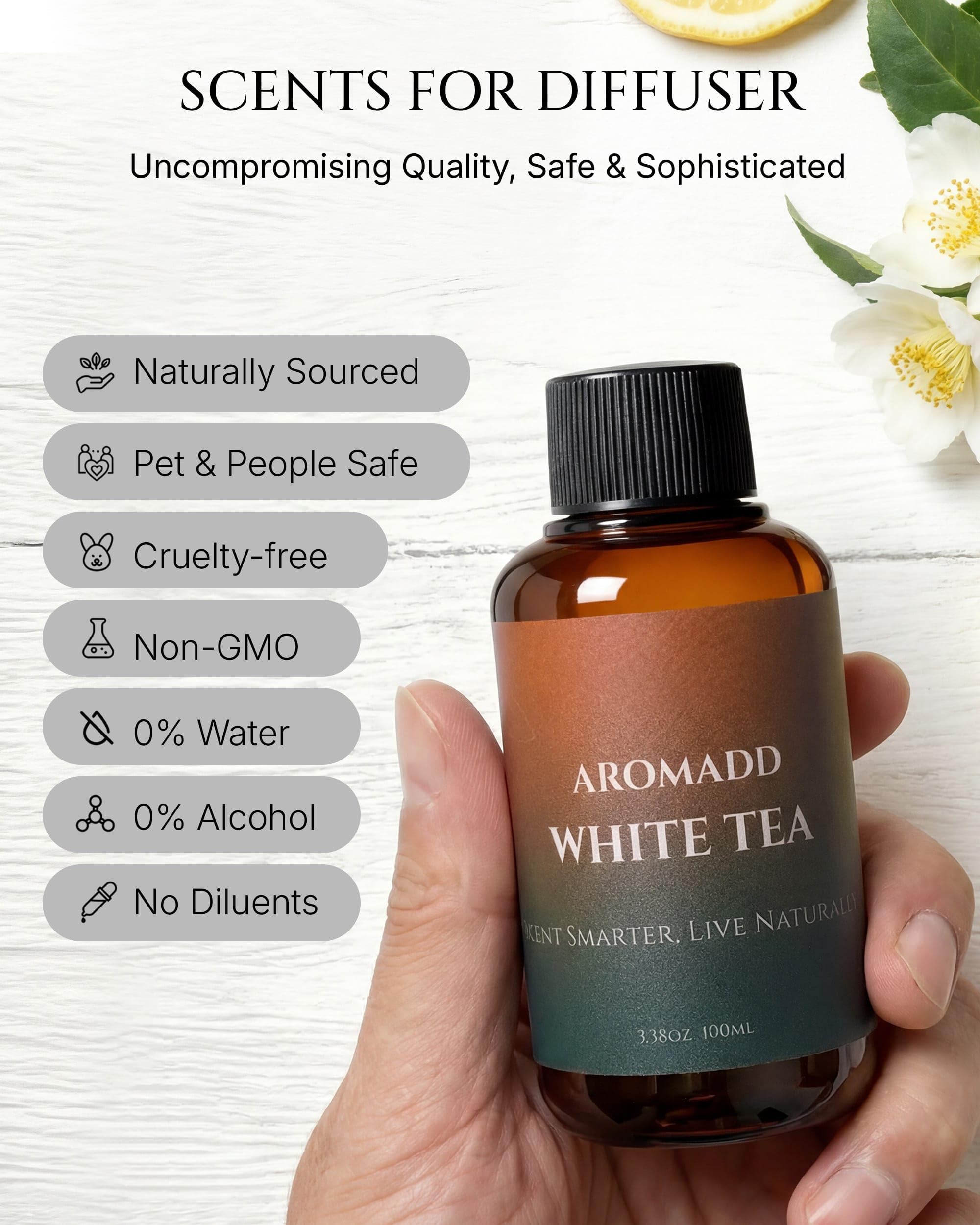 Aromadd diffuser oil in a living room scene delivering layered fragrance in daily spaces