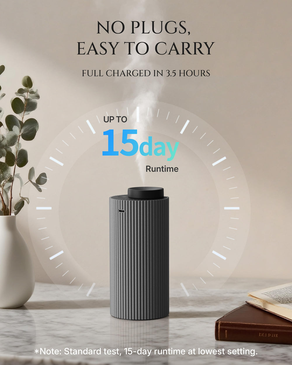 Aromadd home diffuser in an office setting delivering steady fragrance.