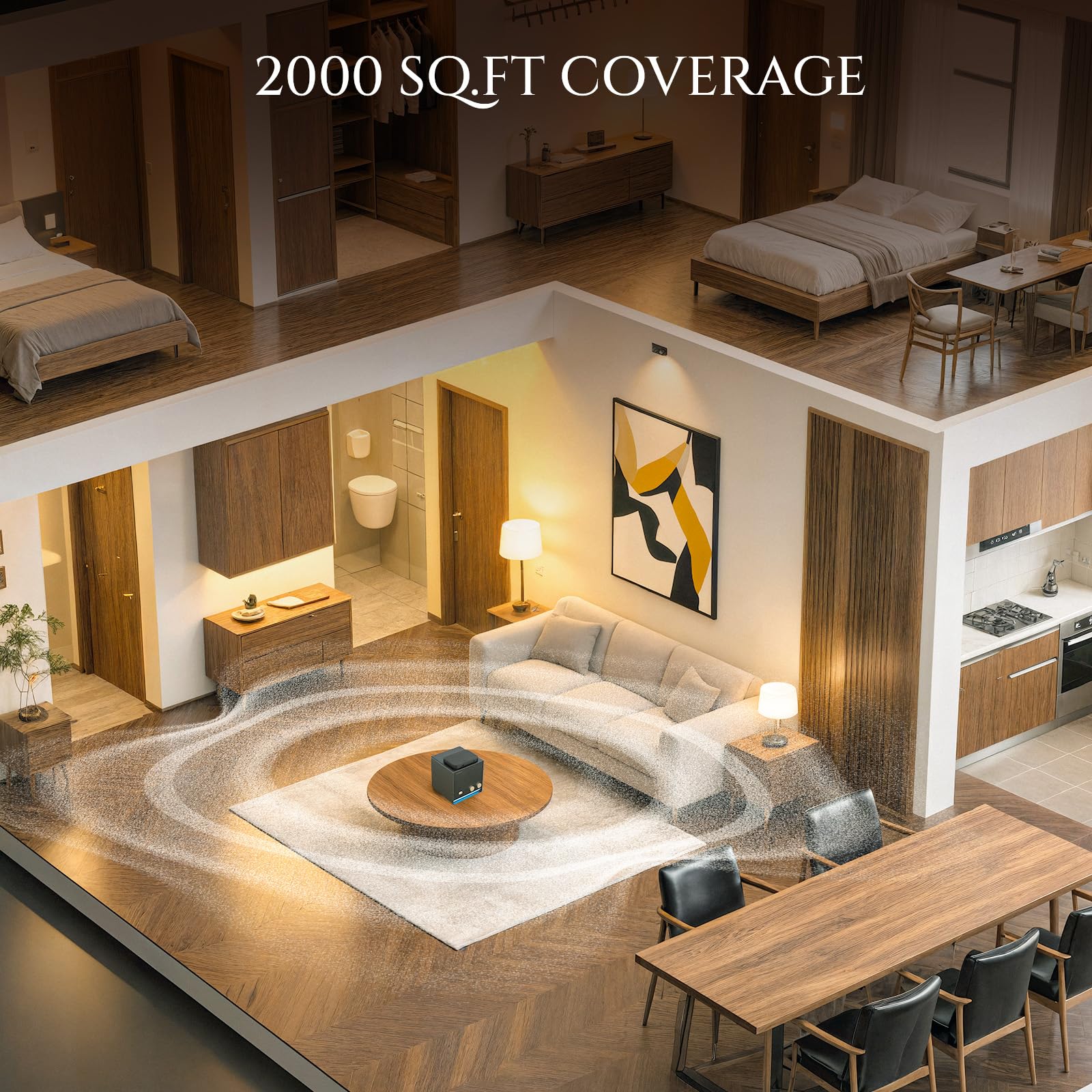 Nine mist levels to adjust scent intensity for any room, Aromadd.