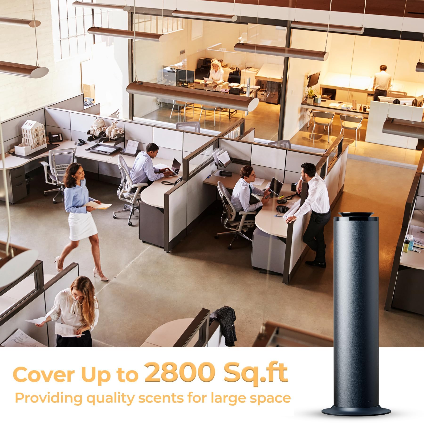 Aromadd remote control enables easy setup from across the room.