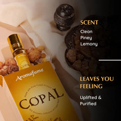 Closeup of Aromafume Copal resin highlighting natural texture and glow
