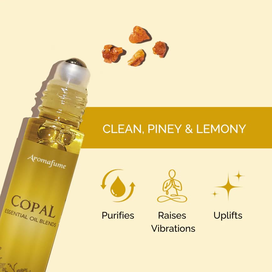 Aromafume Copal Roll-On applied to the wrist for mindful focus