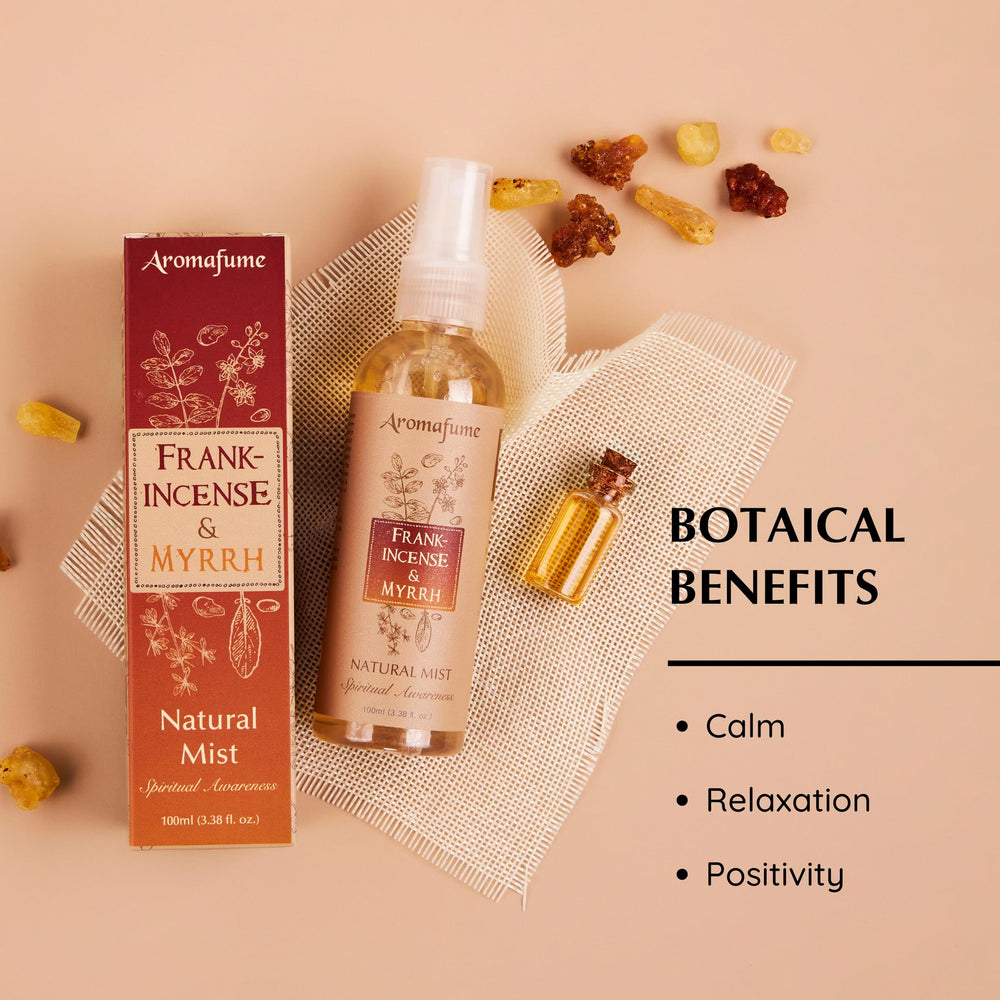 Closeup of Aromafume resin mist label and branding
