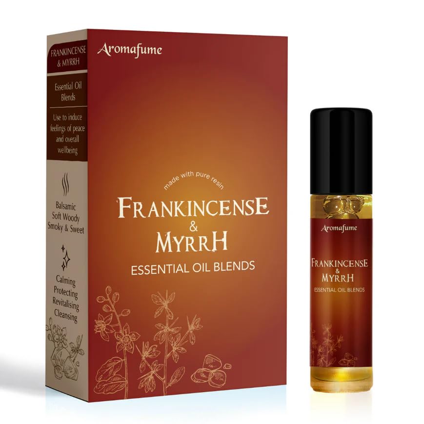 Aromafume Frankincense & Myrrha roll-on bottle for meditation and calming rituals.