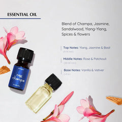 Aromafume Nag Champa essential oil blend drops diffusing in water