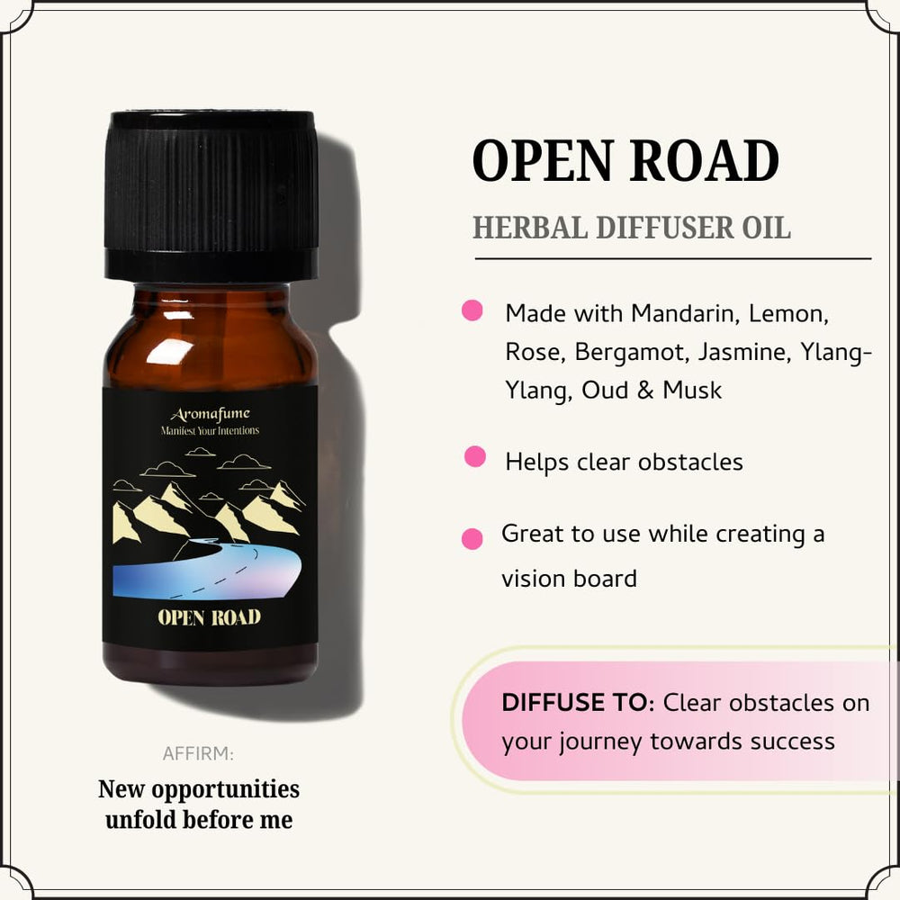 Aromafume Open Road usage scene suggesting motivation for work or study