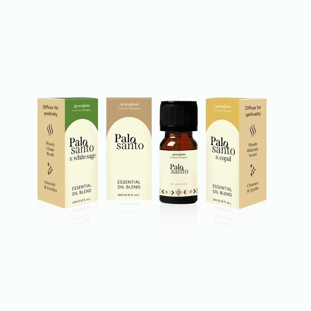Aromafume Palo Santo bottle with woody aroma for grounding rituals.