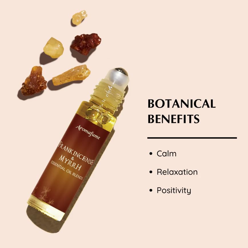 Aromafume roll-on applicator on wrist promotes mindful focus during quiet moments.