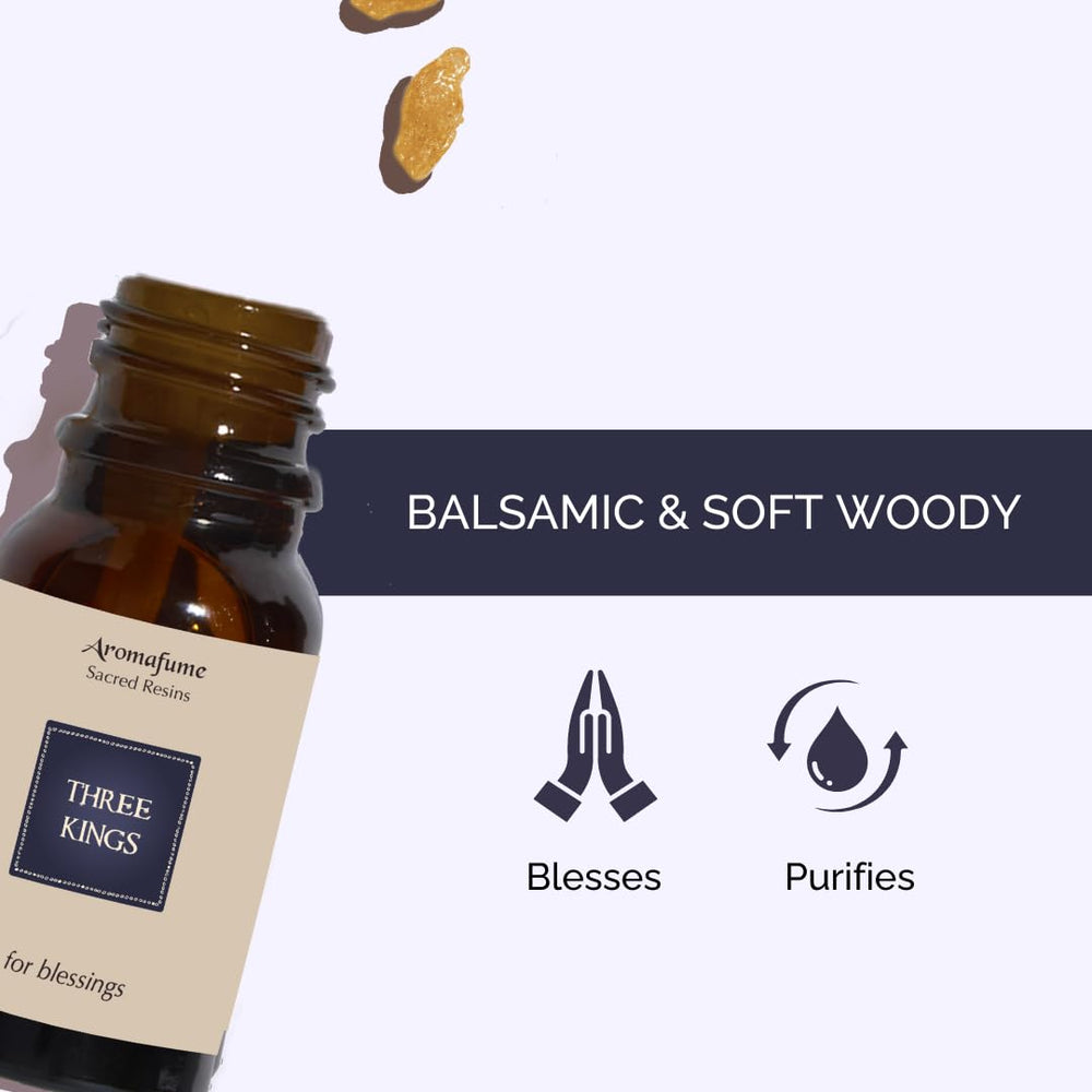 Aromafume Three Kings drops pour demonstrating diffuser-ready application