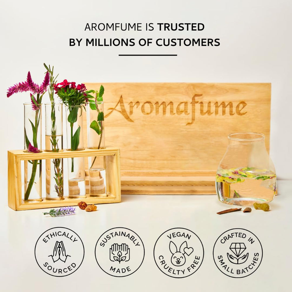 Aromafume vegan cruelty-free seal on packaging highlighting ethical and clean ingredients