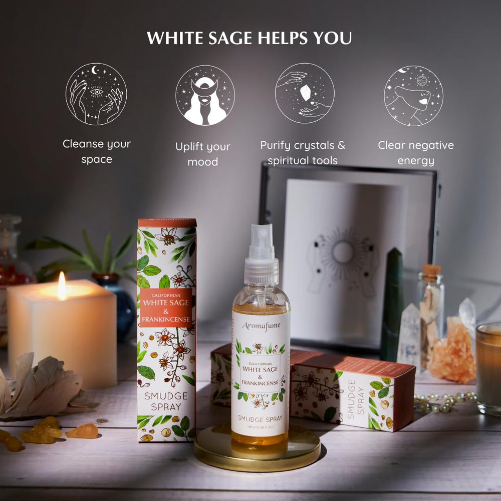 Aromafume white sage leaf closeup communicates natural scent and herbal cleansing vibes.