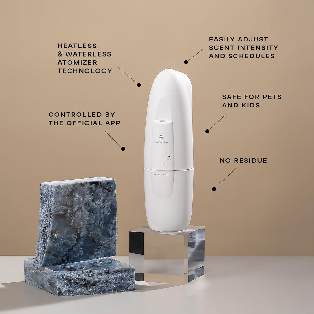 AROMAPLAN customizable fog intensity and schedules for daily routines