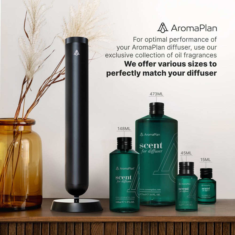 AROMAPLAN elegant black decor diffuser enhances any room with consistent aroma