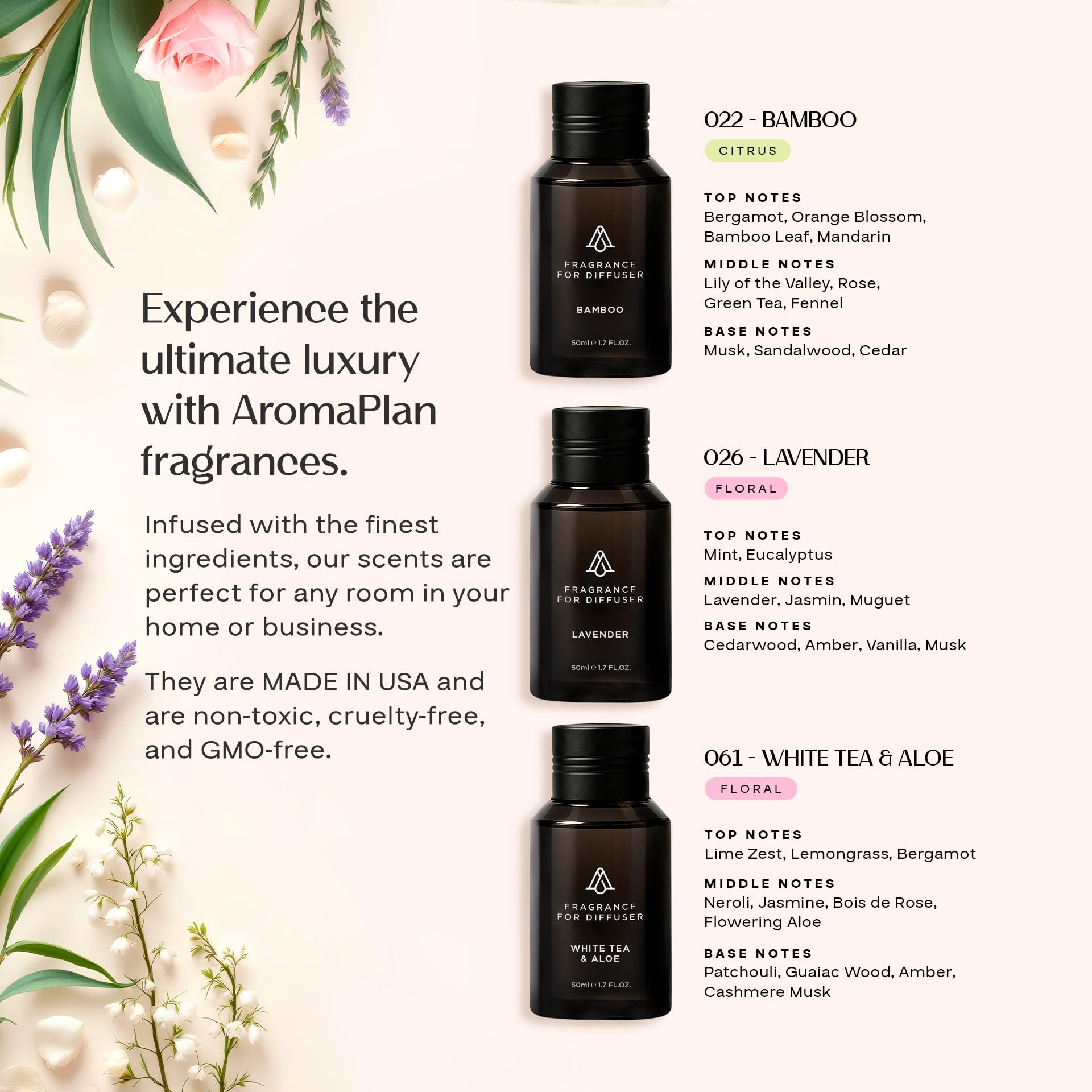 AROMAPLAN Spring Collection gift set showcasing three premium diffuser oils.