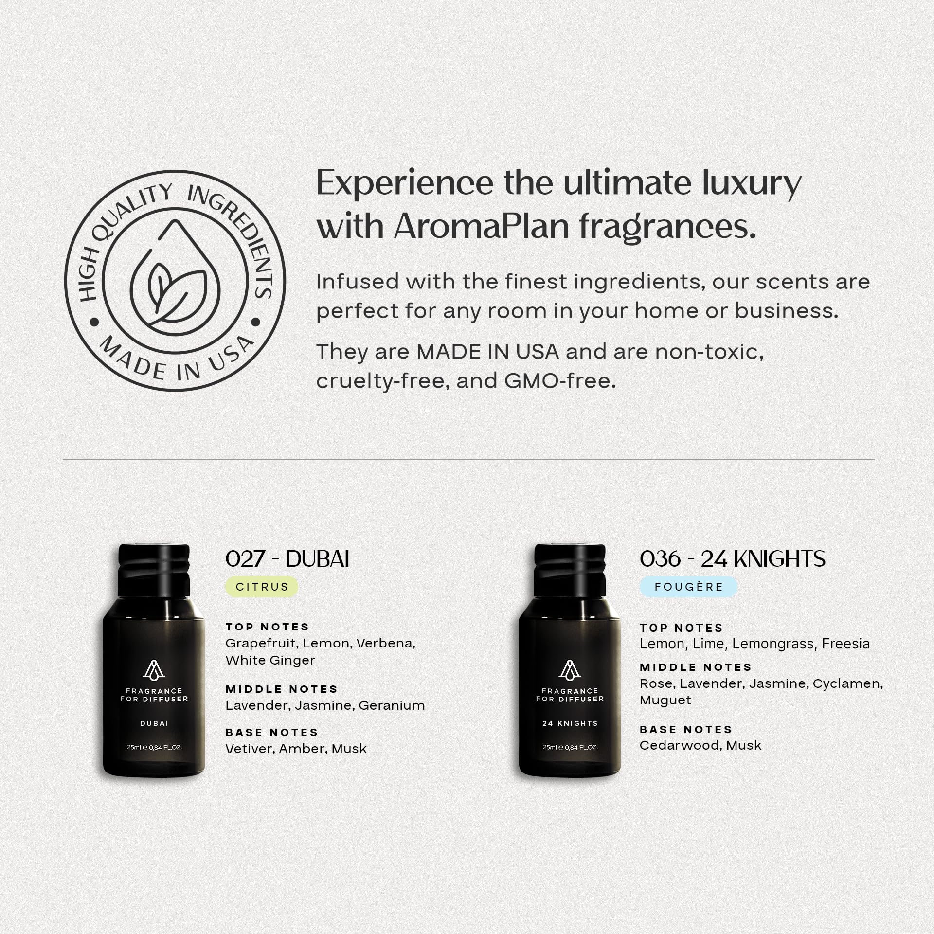AROMAPLAN USA-made premium ingredients offer safe, family-friendly scent experiences.