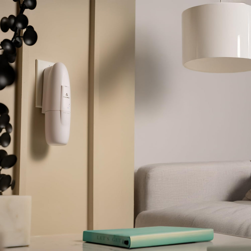 AROMAPLAN wall diffuser shows no-mess design keeping surfaces clean