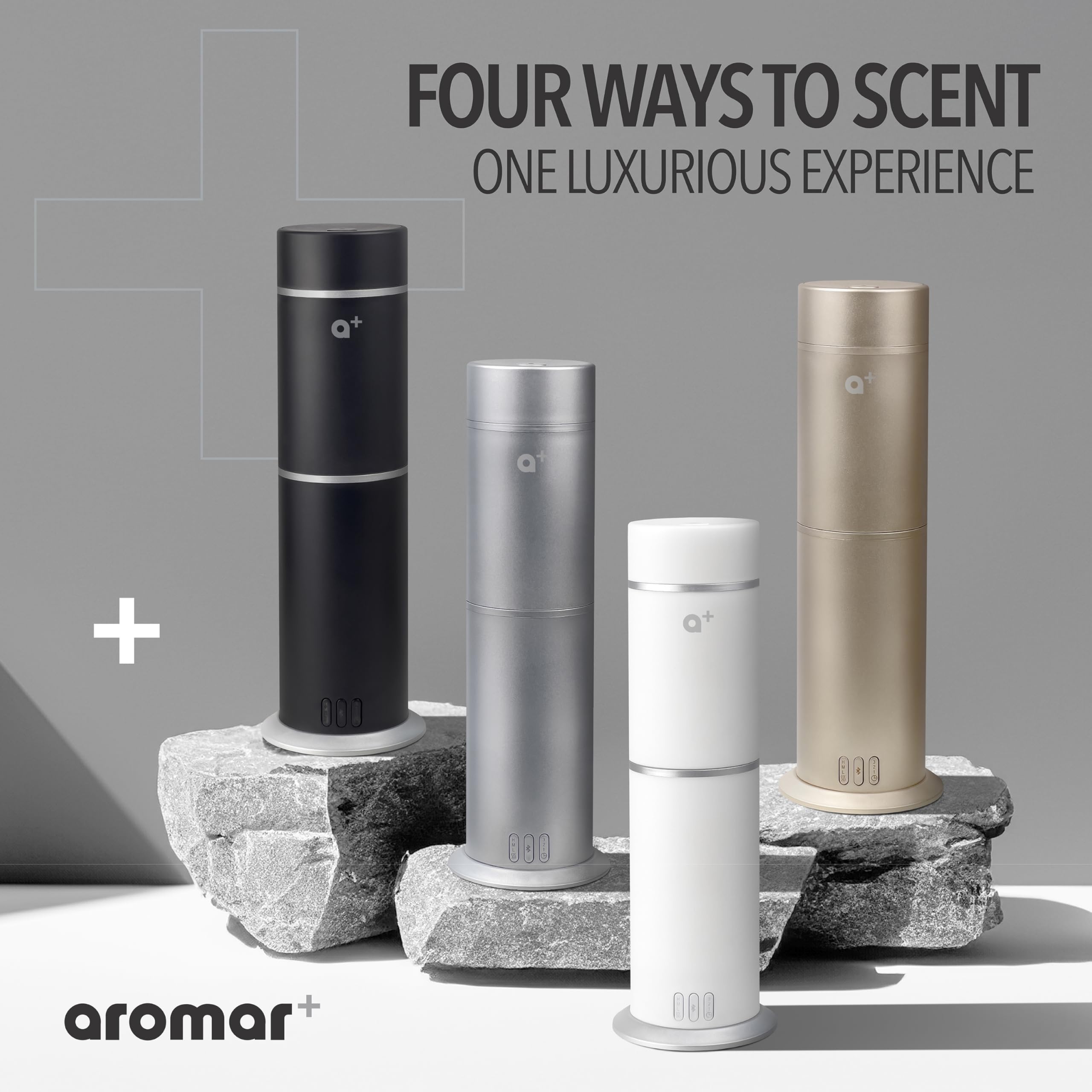 Close-up of Aromar diffuser performing quietly with a sleek design.