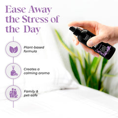 Aromasong lavender pillow spray label close-up with natural ingredients.