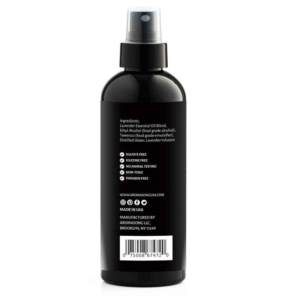 Lavender sleep ambience from Aromasong spray inviting restful evenings.