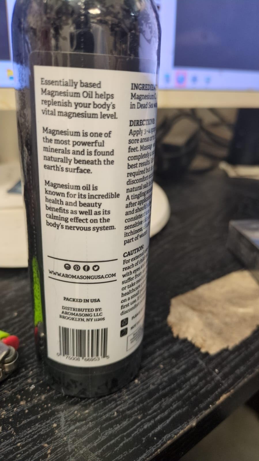 Aromasong Magnesium Spray made in the USA with purity