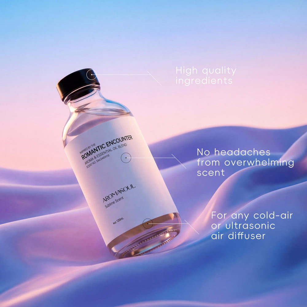 AROMASOUL heart notes with freesia and cilantro for twilight mood.