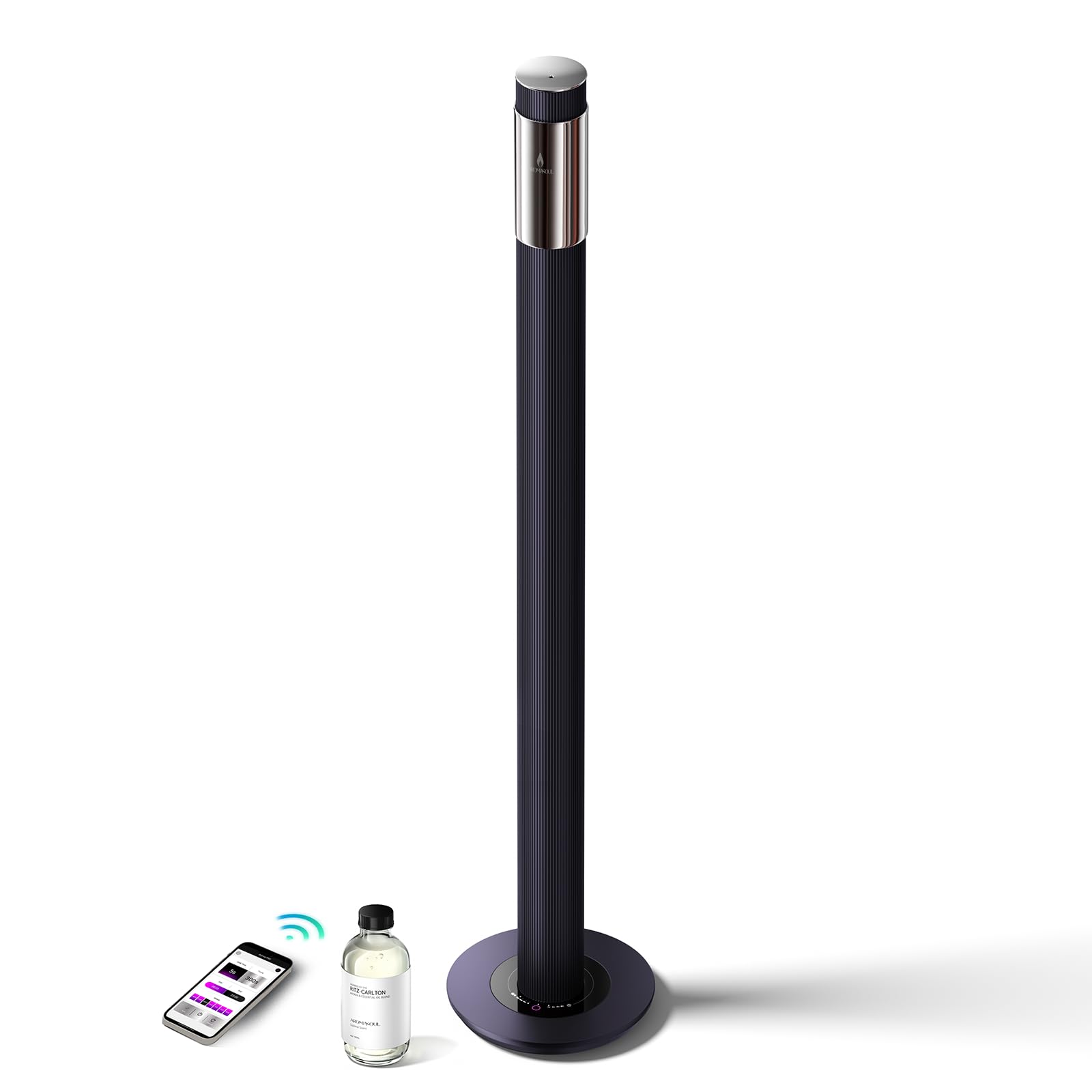 AROMASOUL luxury metal diffuser front view for elegant home ambience.
