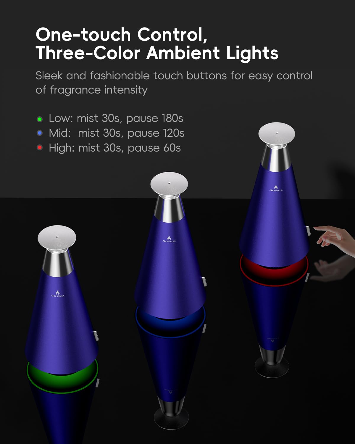 AROMASOUL Waterless Diffuser covers up to 1500 square feet in large spaces