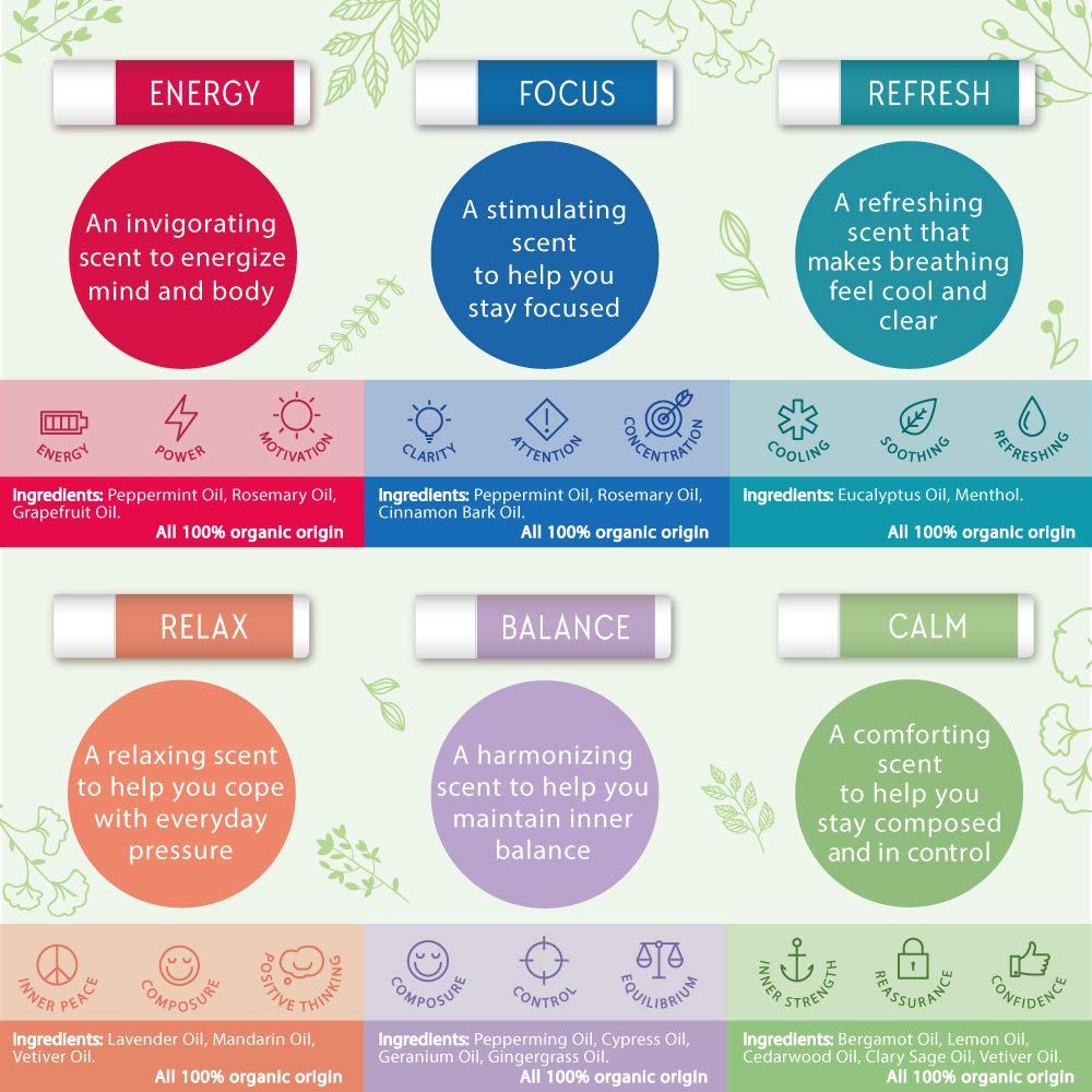 AromaStick organic oils set with EU-certified ingredients.