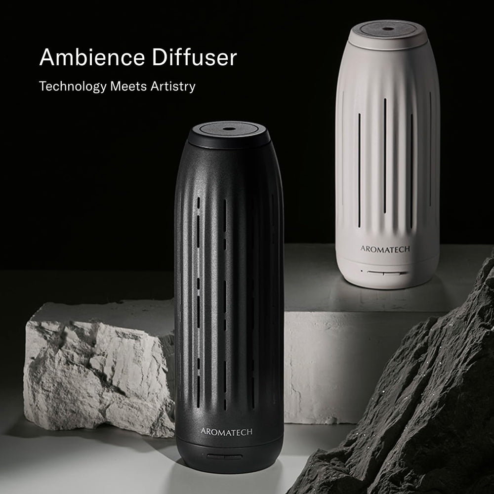 AromaTech Ambience Diffuser waterless nebulization closeup showing no liquids