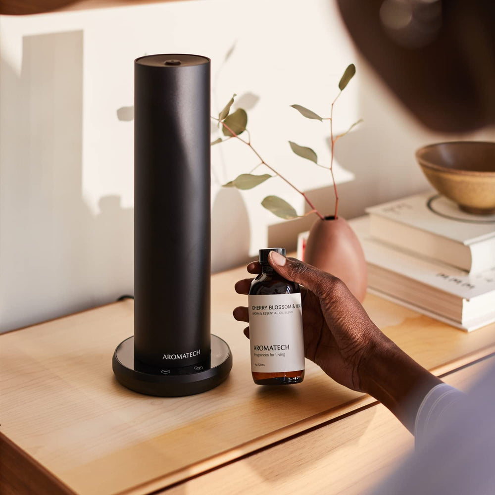 AromaTech cherry-blossom-hinoki-diffuser-setup enhances calm spaces with a refined scent