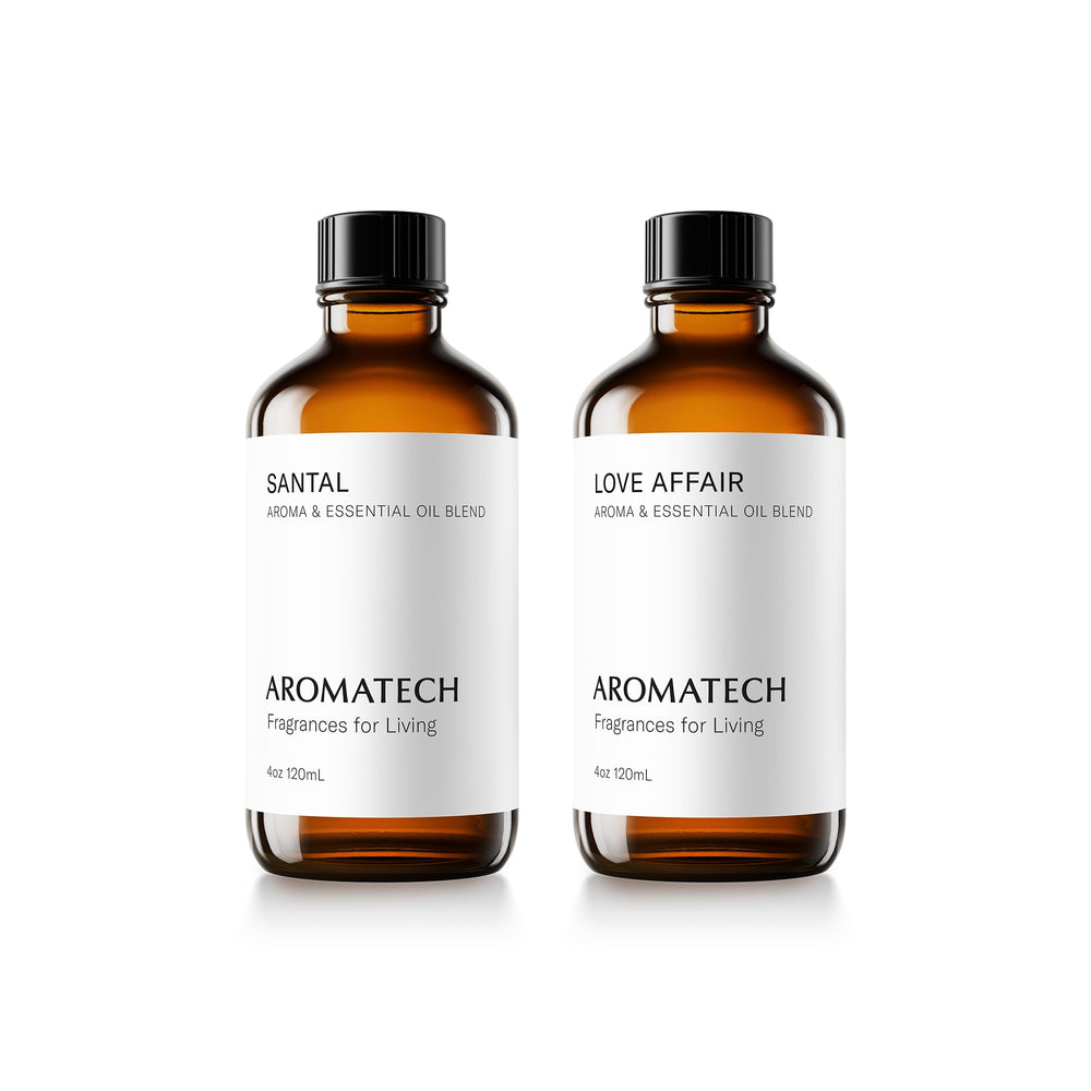 AromaTech Santal Cardamom Papyrus bottle—warm, inviting ambience.