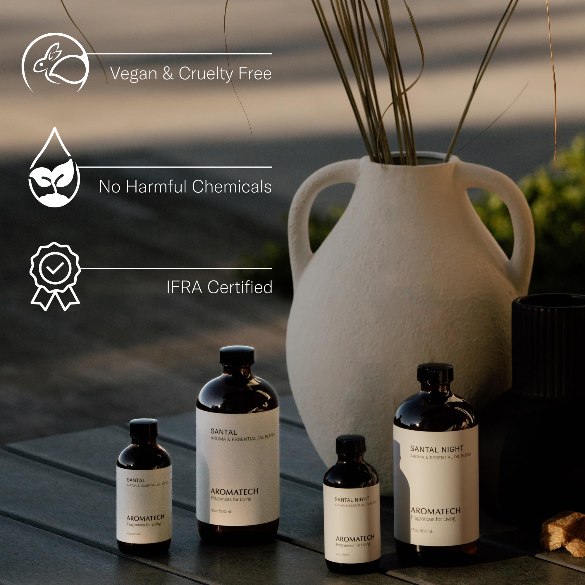 AromaTech Santal cedar-sandalwood base emphasizing grounding scent.