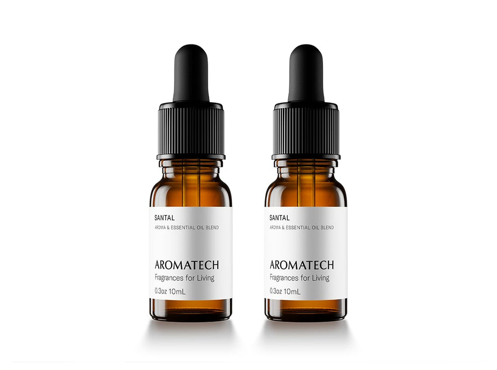 AromaTech Santal fragrance oil bottle for diffusers, enhancing warm ambiance and mood.