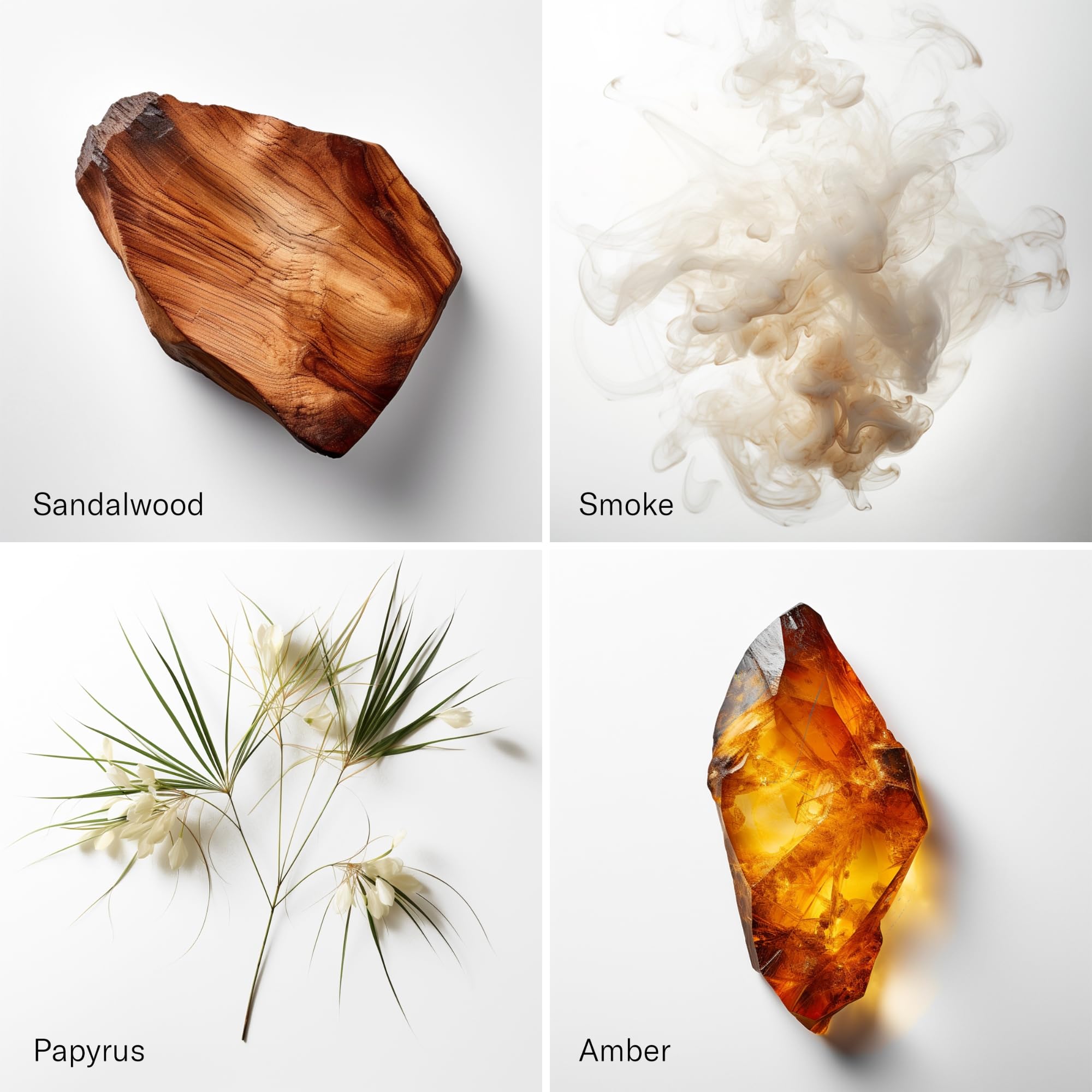 AromaTech Santal & Papyrus label highlighting premium natural ingredients and refined aroma.