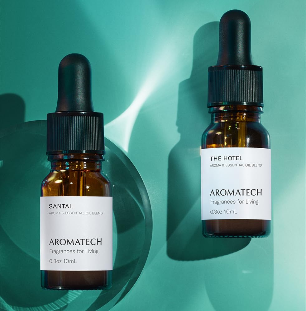 AromaTech The Hotel label suggests IFRA-certified clean diffuser oils for a premium vibe.