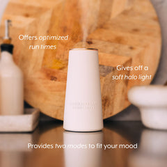 Ceramic exterior Aromatherapy Associates diffuser adds elegance to any room.