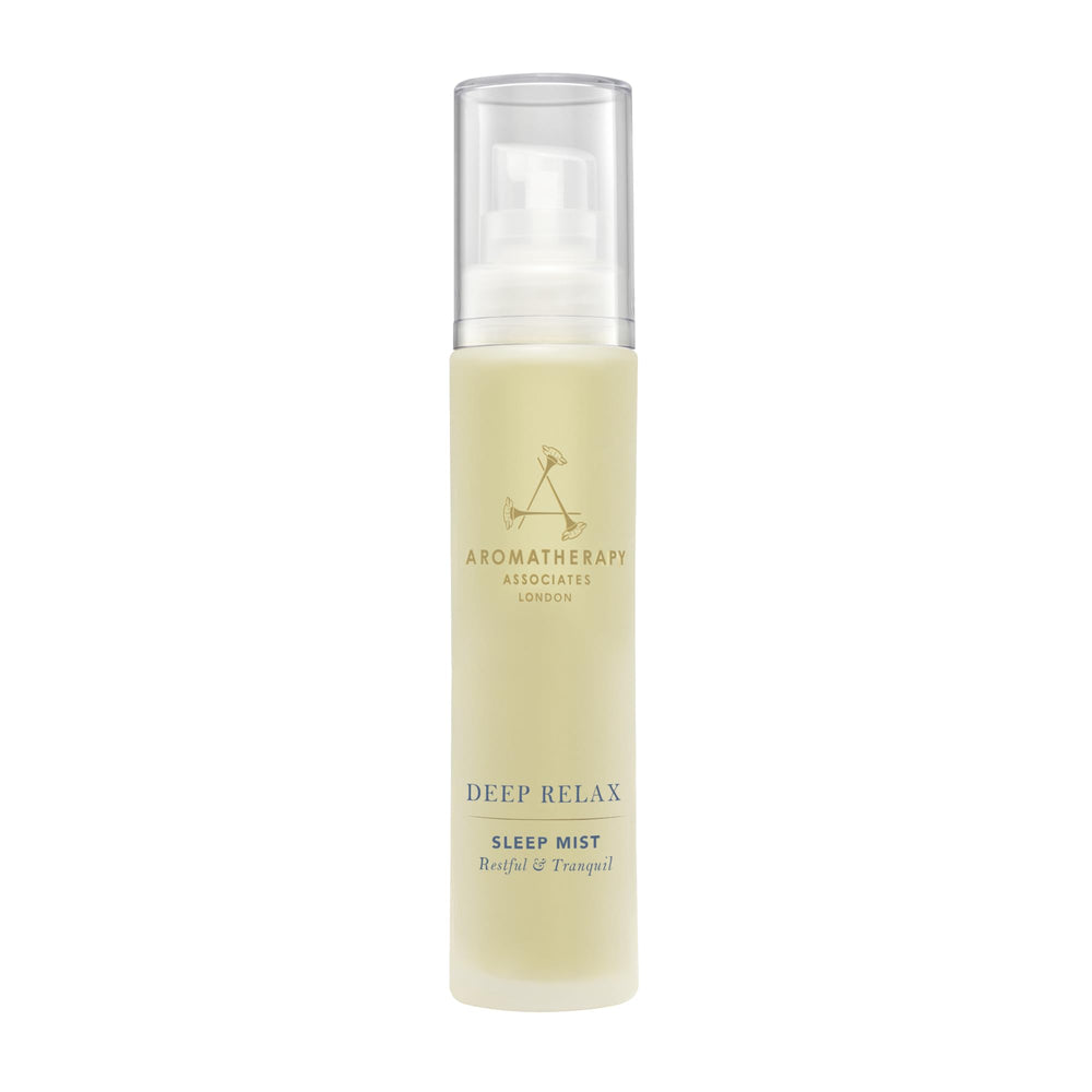 Aromatherapy Associates vetivert and chamomile notes in Deep Relax Sleep Mist blend.