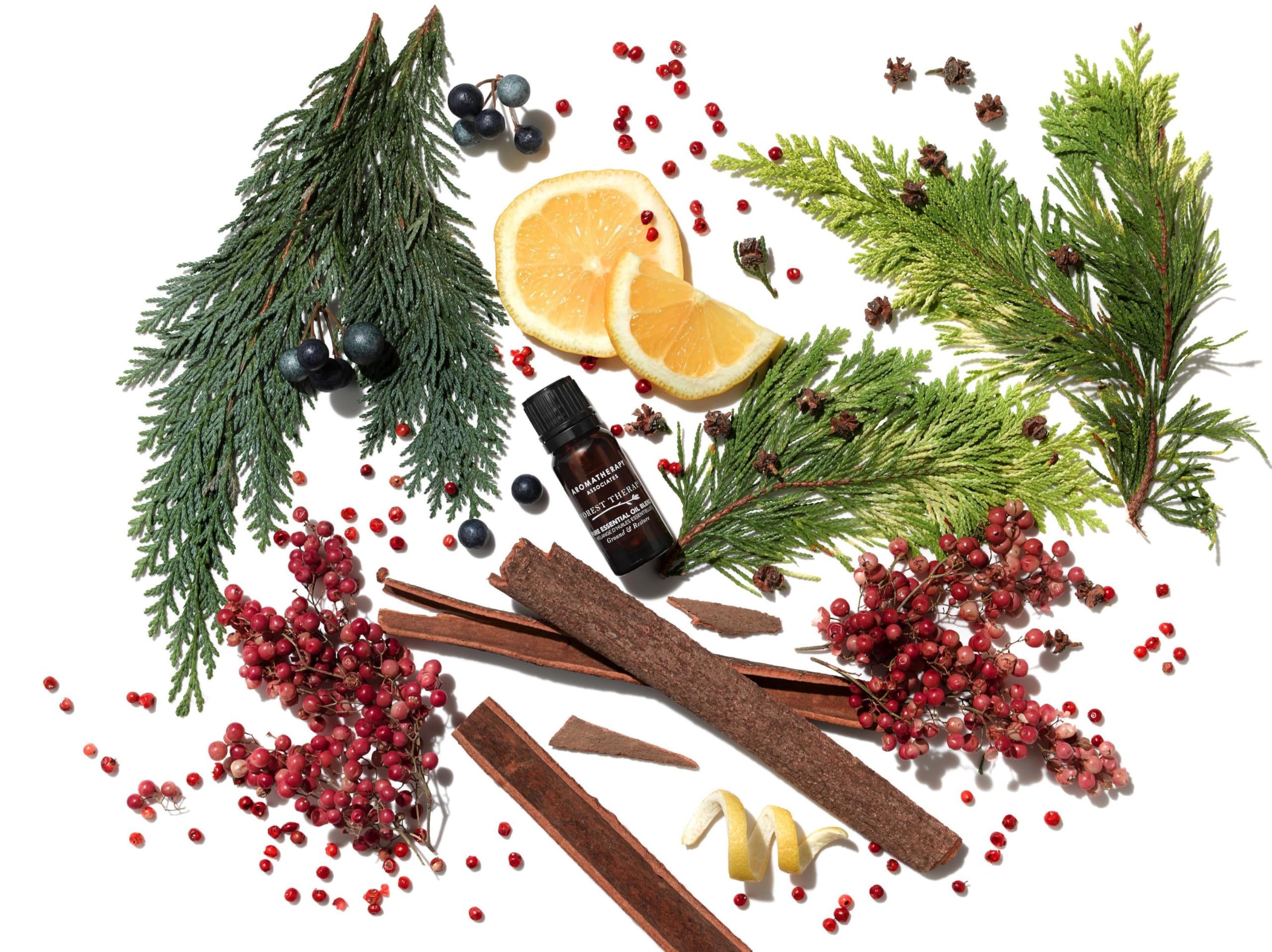Cypress essence bottle from Aromatherapy Associates Forest Therapy emphasizes grounding aroma.