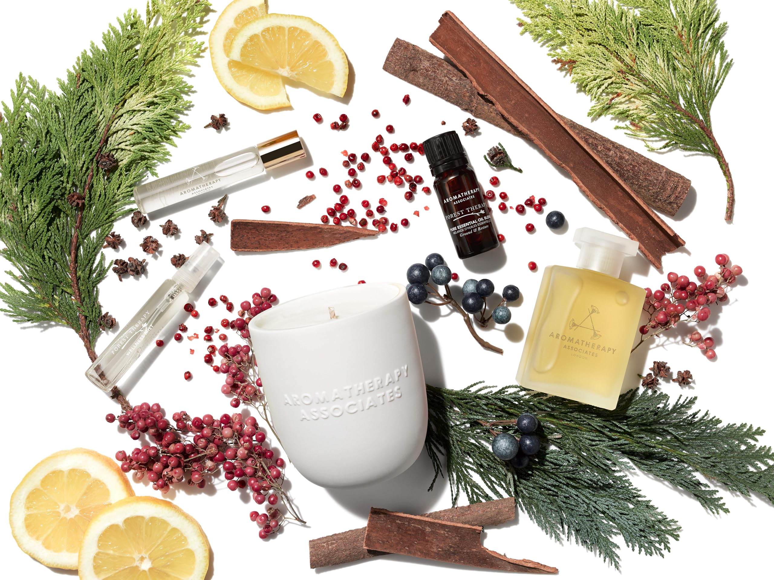 London handcraft label on Aromatherapy Associates Forest Therapy bottle suggests premium craft.